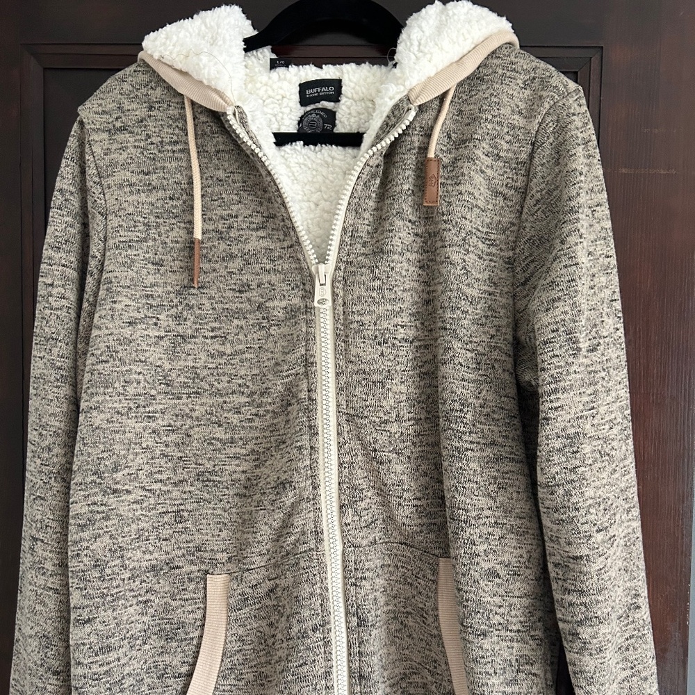 Buffalo David Burton Men's Long Sleeve Sherpa Fleece Zip Up Hoodie